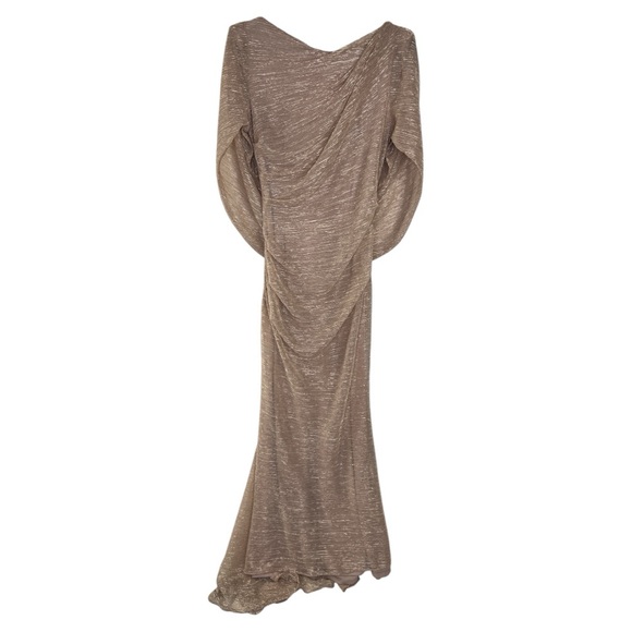 BETSY & ADAM NWT CELINE BOAT NECK CHAMPAGNE CRINKLE GOWN SZ 10 P - Picture 6 of 11